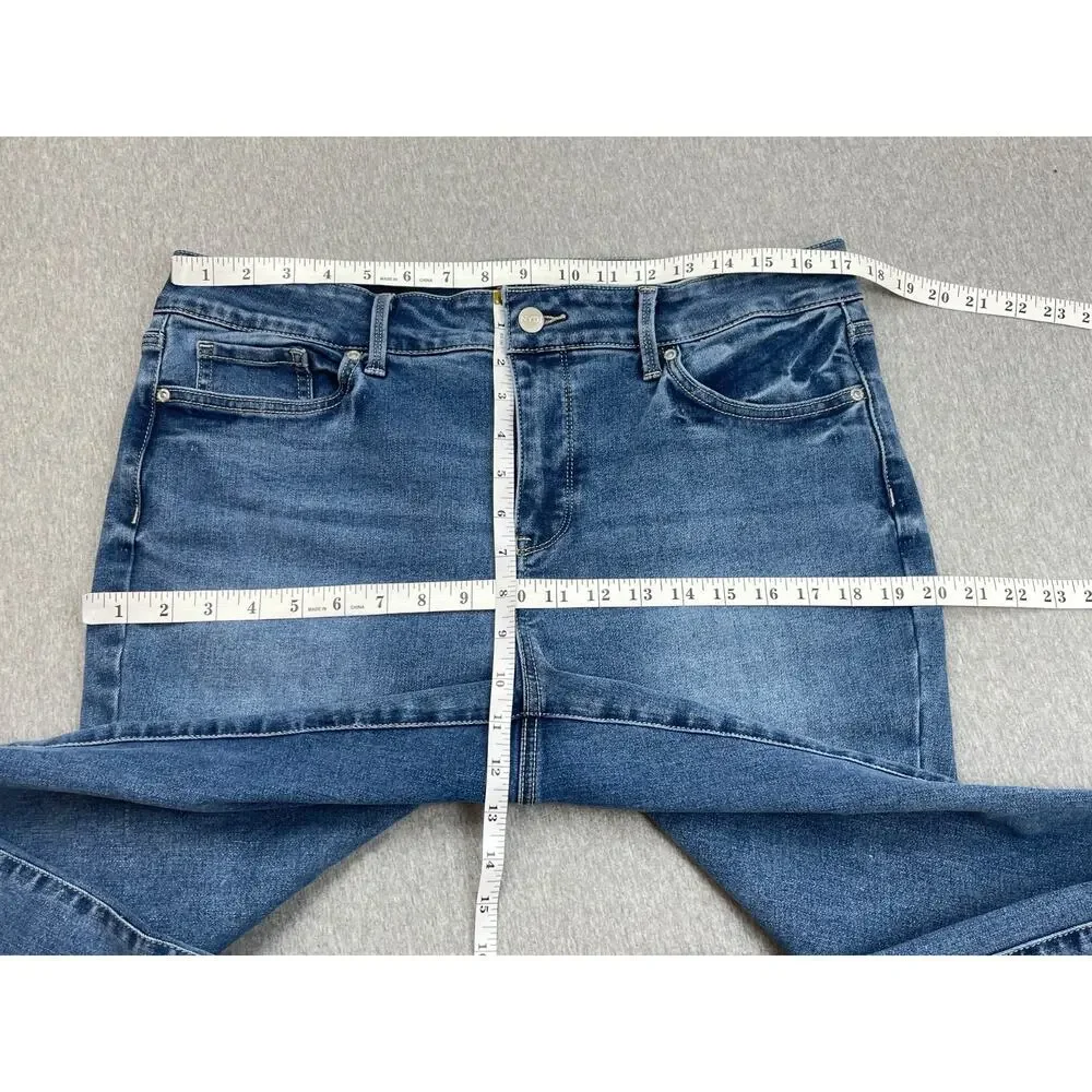 NYDJ Jeans Women 12 Blue Denim Cotton Blend Stretch Marilyn‎ Straight